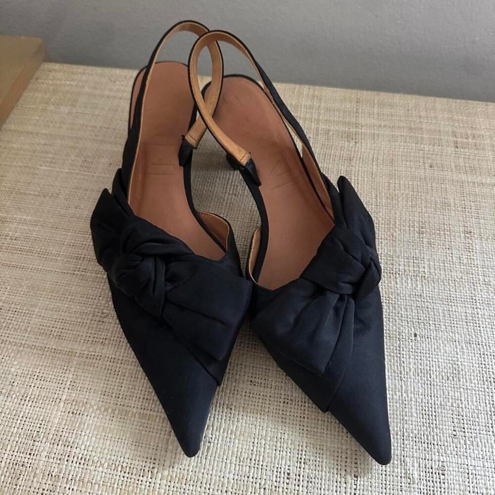 Black leather ganni pointed toe